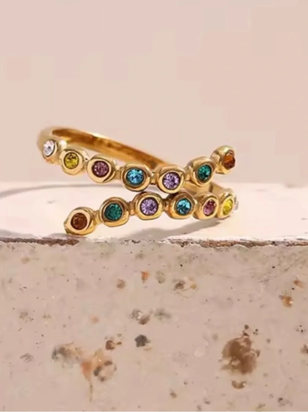Rainbow Ring 18K Gold Plated Ring